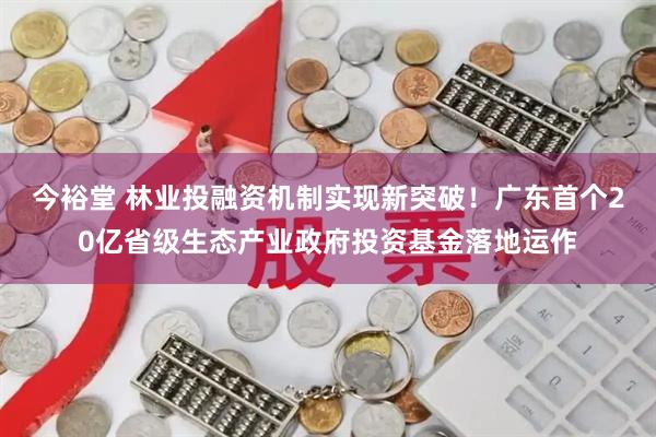 今裕堂 林业投融资机制实现新突破！广东首个20亿省级生态产业政府投资基金落地运作